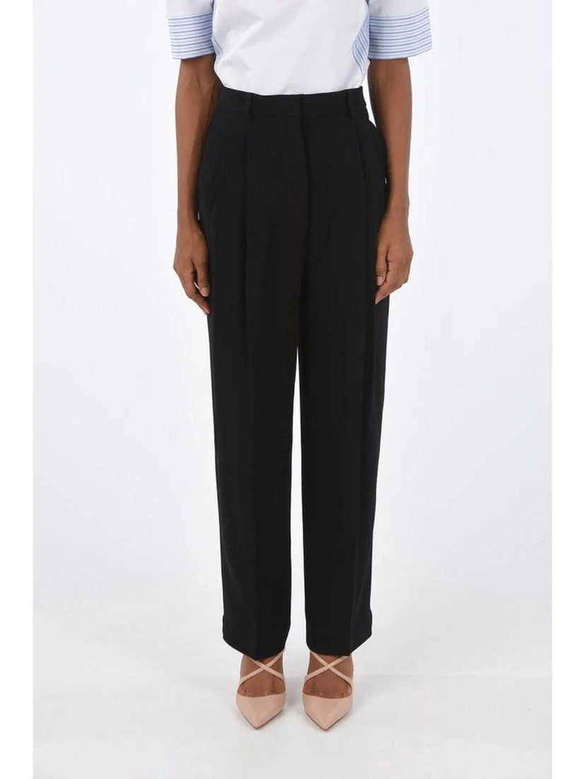 Black Acetate Casual Pants