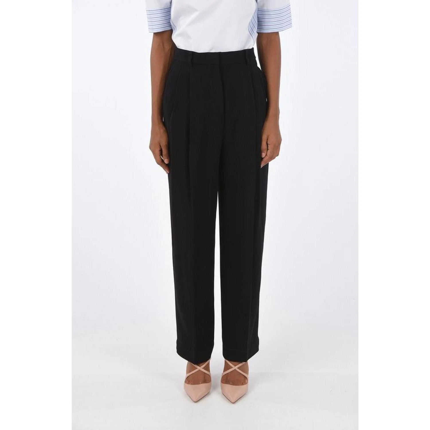 Black Acetate Casual Pants
