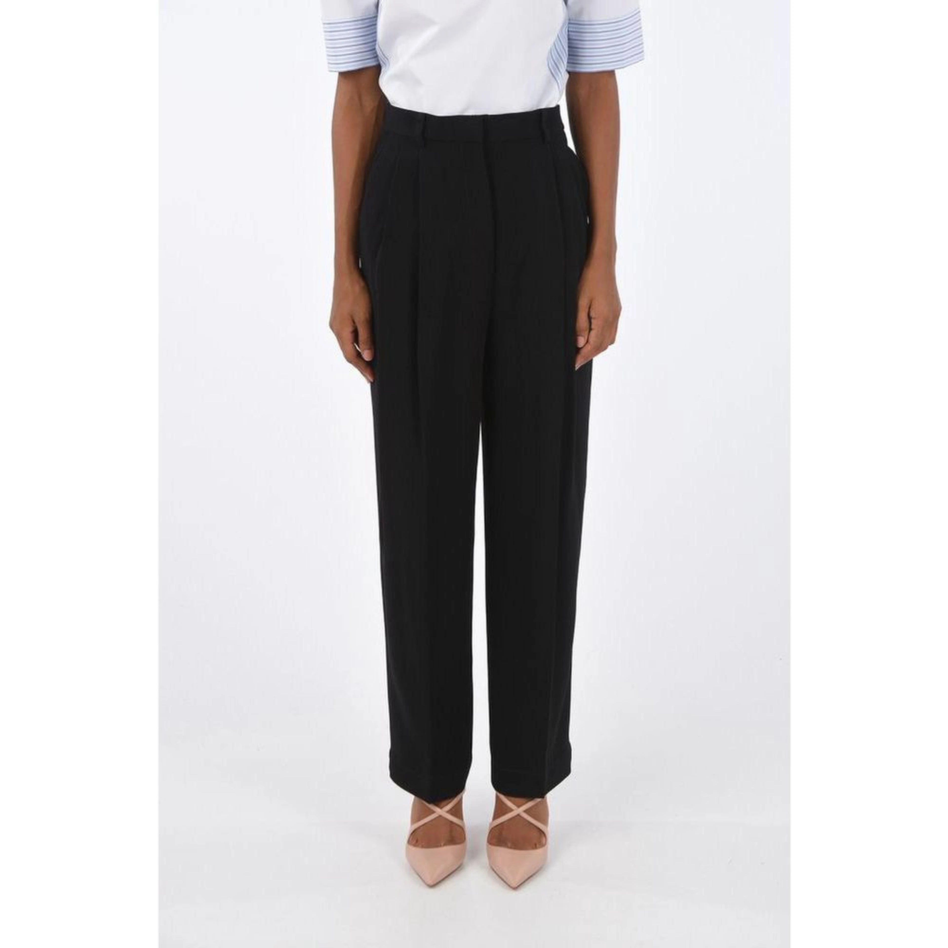 Black Acetate Casual Pants