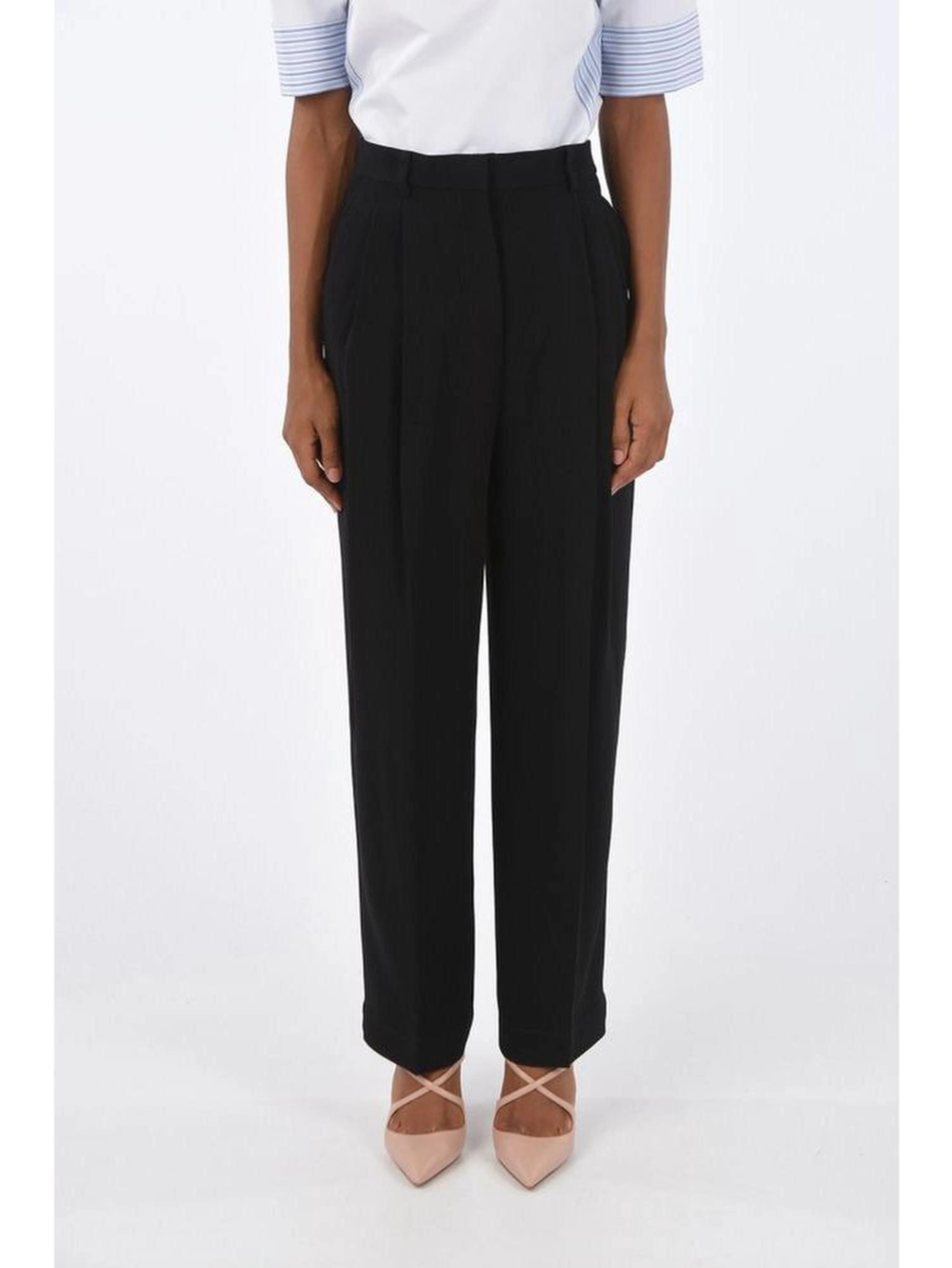 Black Acetate Casual Pants