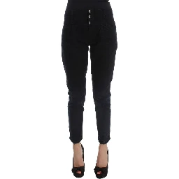 Black Cotton Cropped Jeans