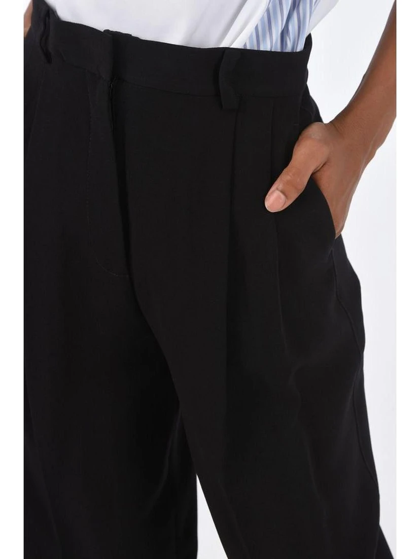 Black Acetate Casual Pants