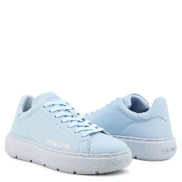 Blue Leather Low Top Sneakers