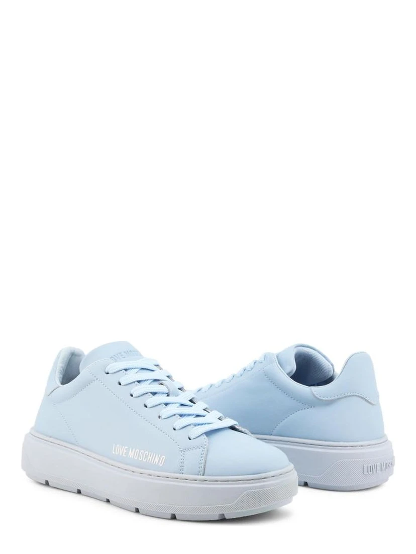 Blue Leather Low Top Sneakers