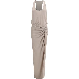 Gray Polyester Long Dress