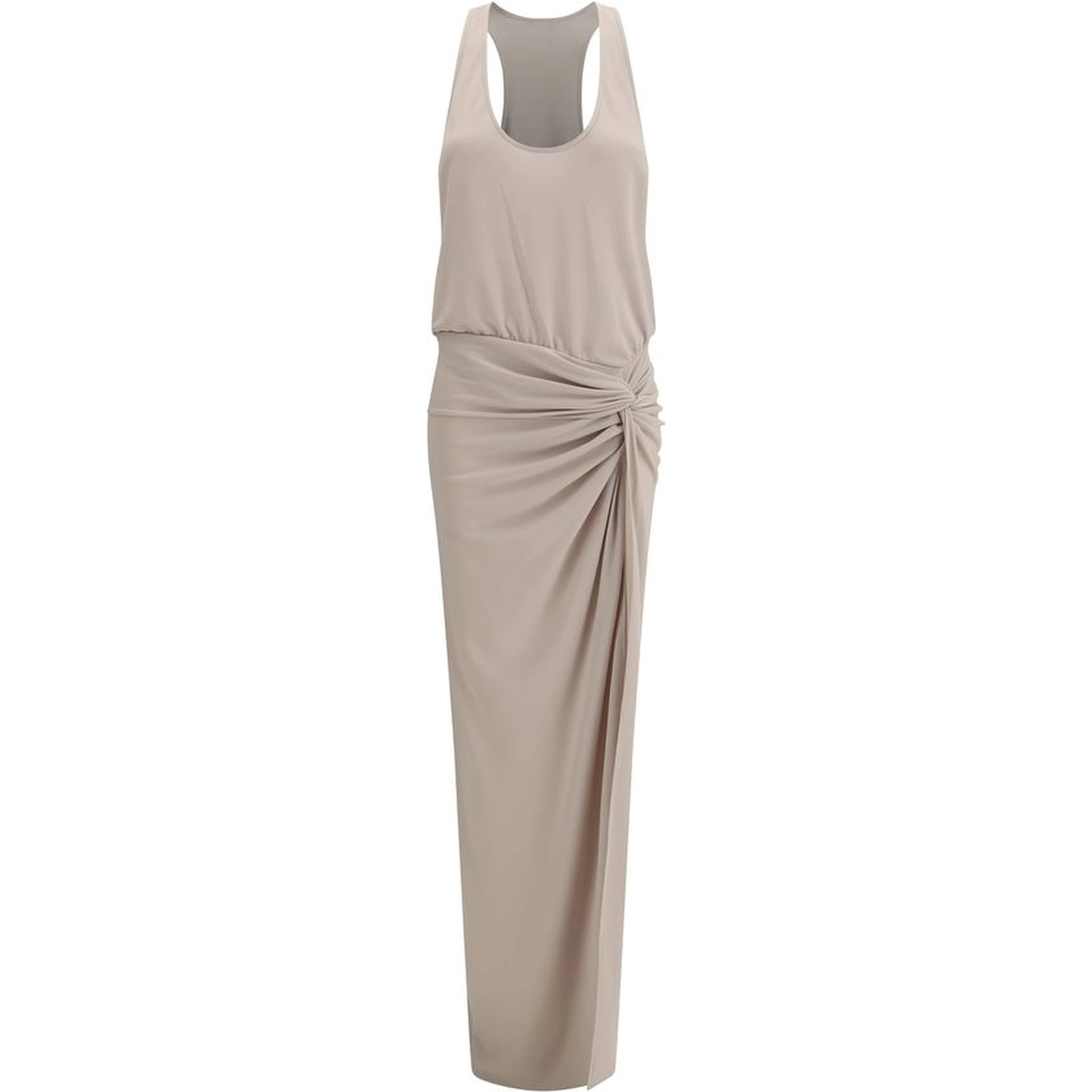 Gray Polyester Long Dress