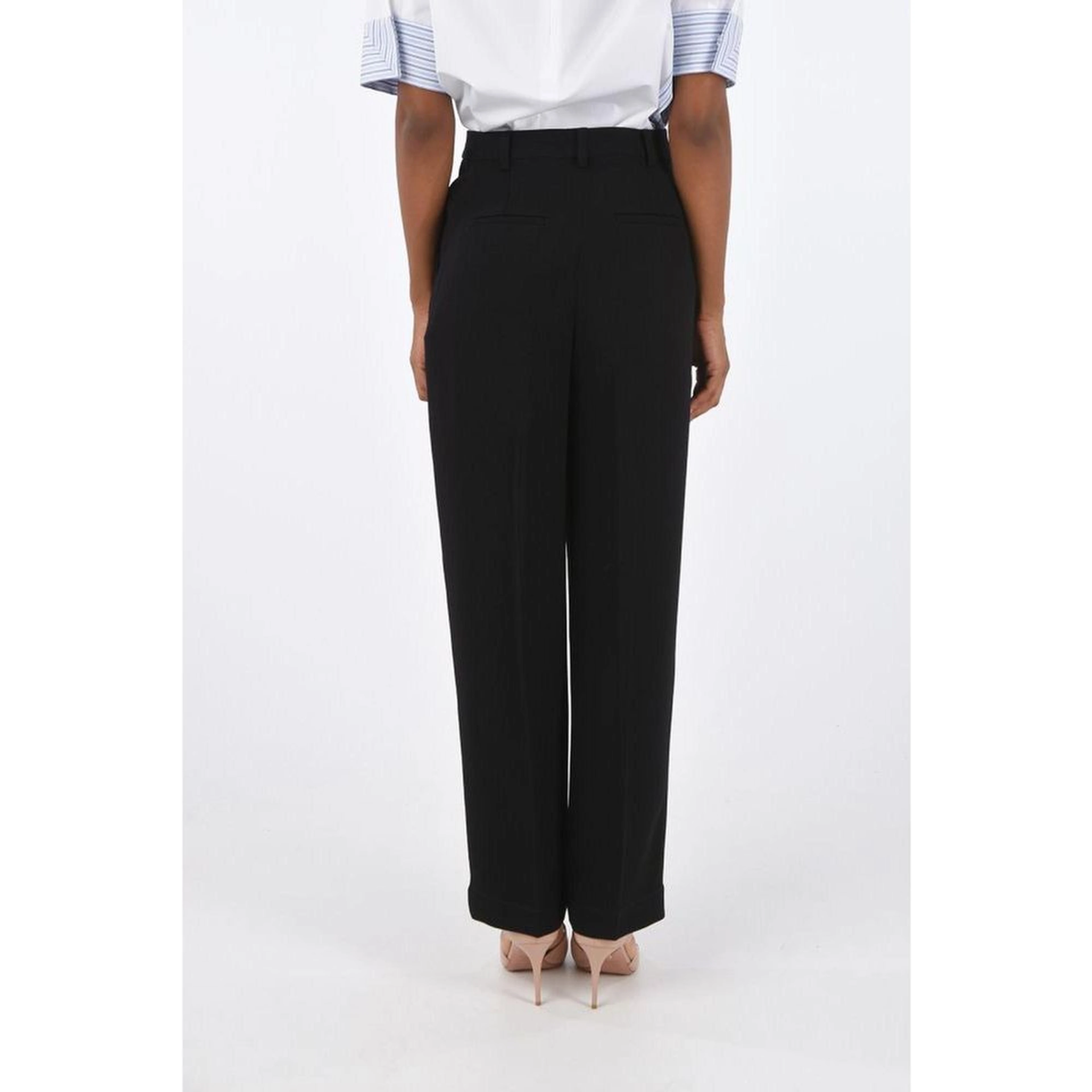 Black Acetate Casual Pants