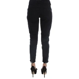 Black Cotton Cropped Jeans