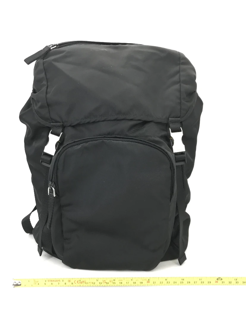 Black Nylon Backpack With Adjustable Straps