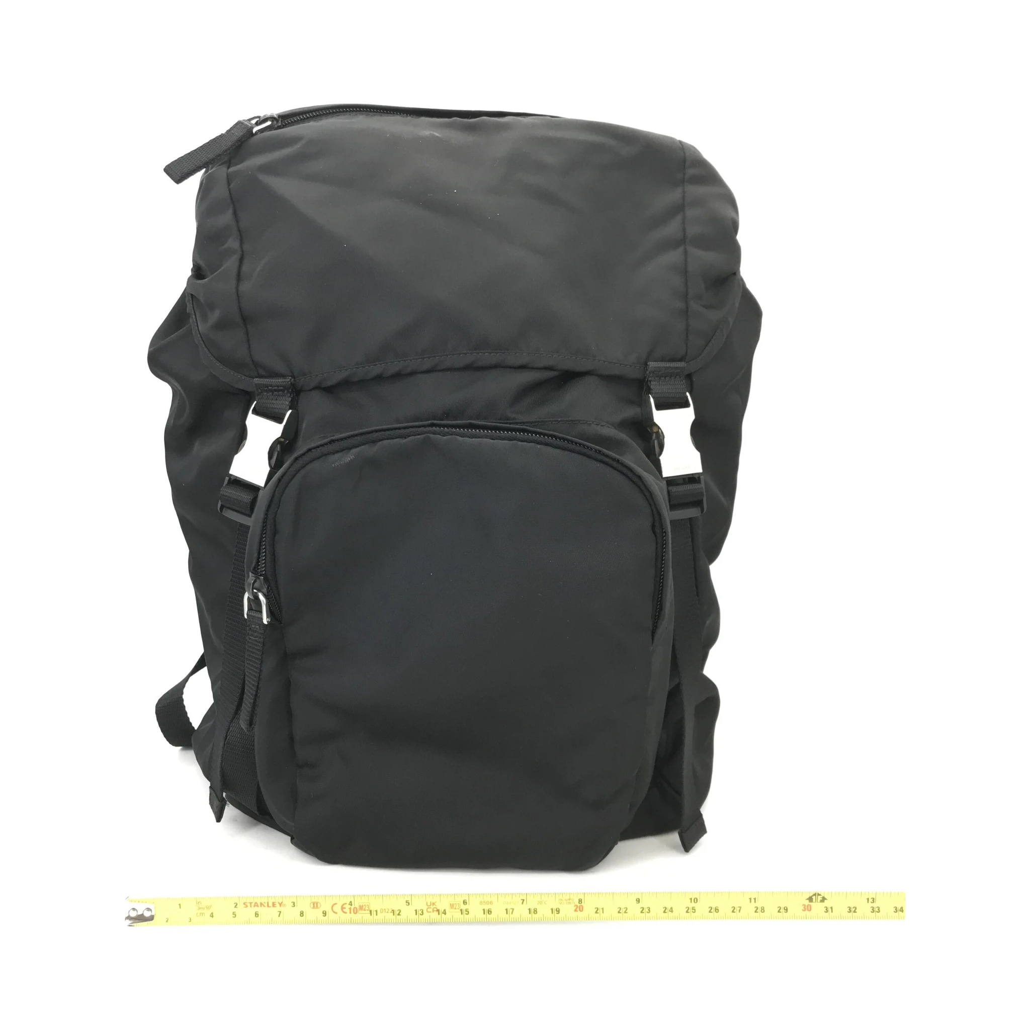 Black Nylon Backpack With Adjustable Straps
