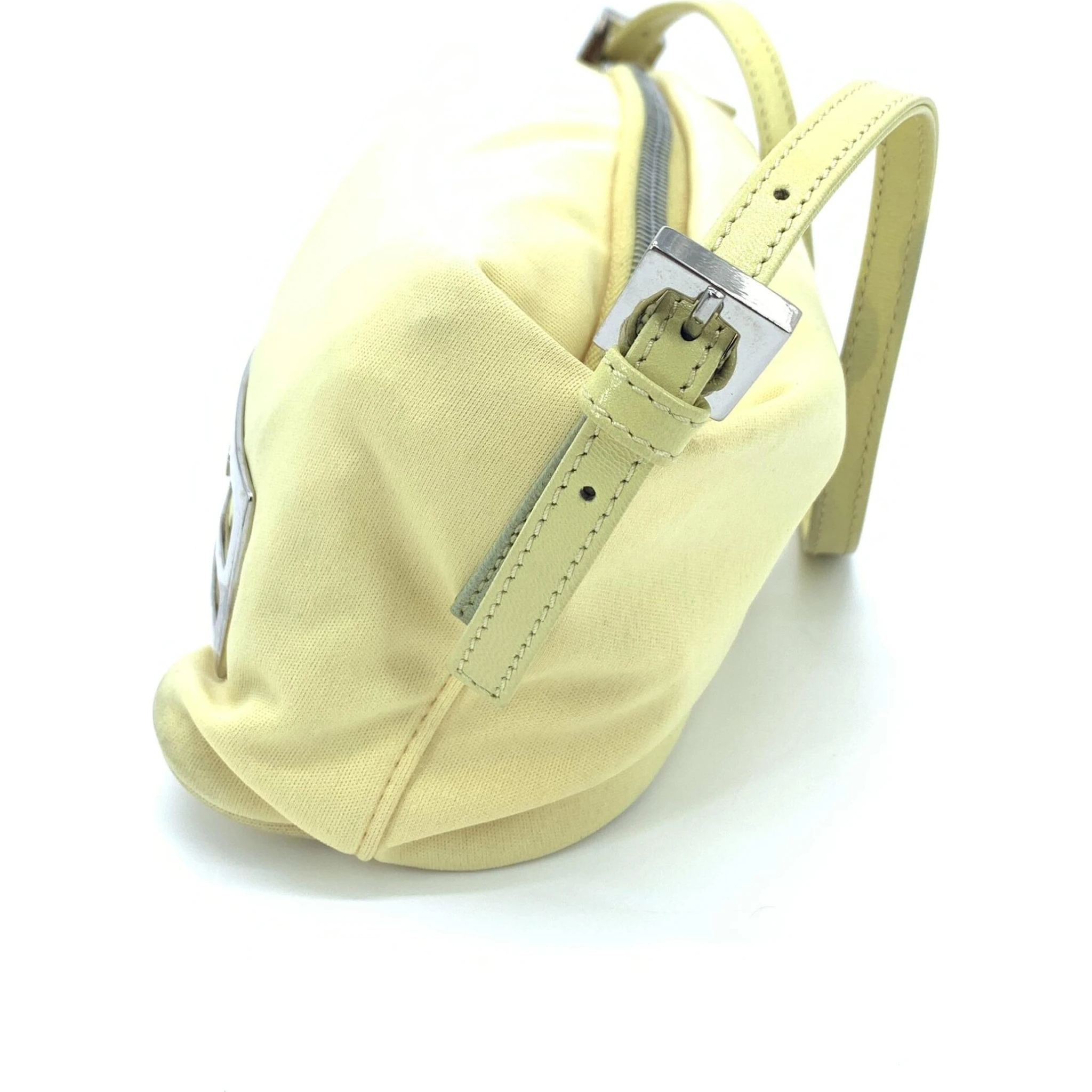 Yellow Cloth Baguette Handbag