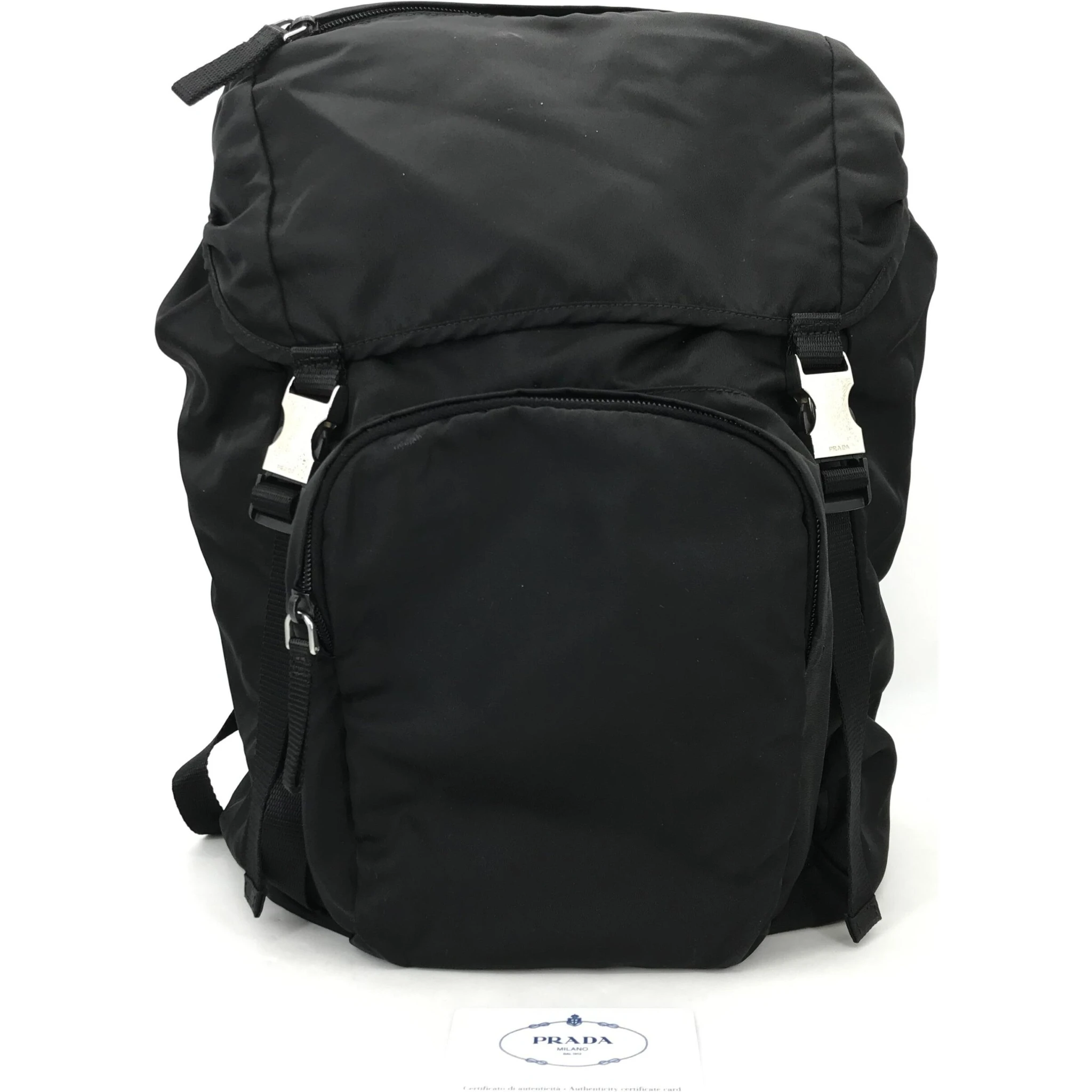 Black Nylon Backpack With Adjustable Straps