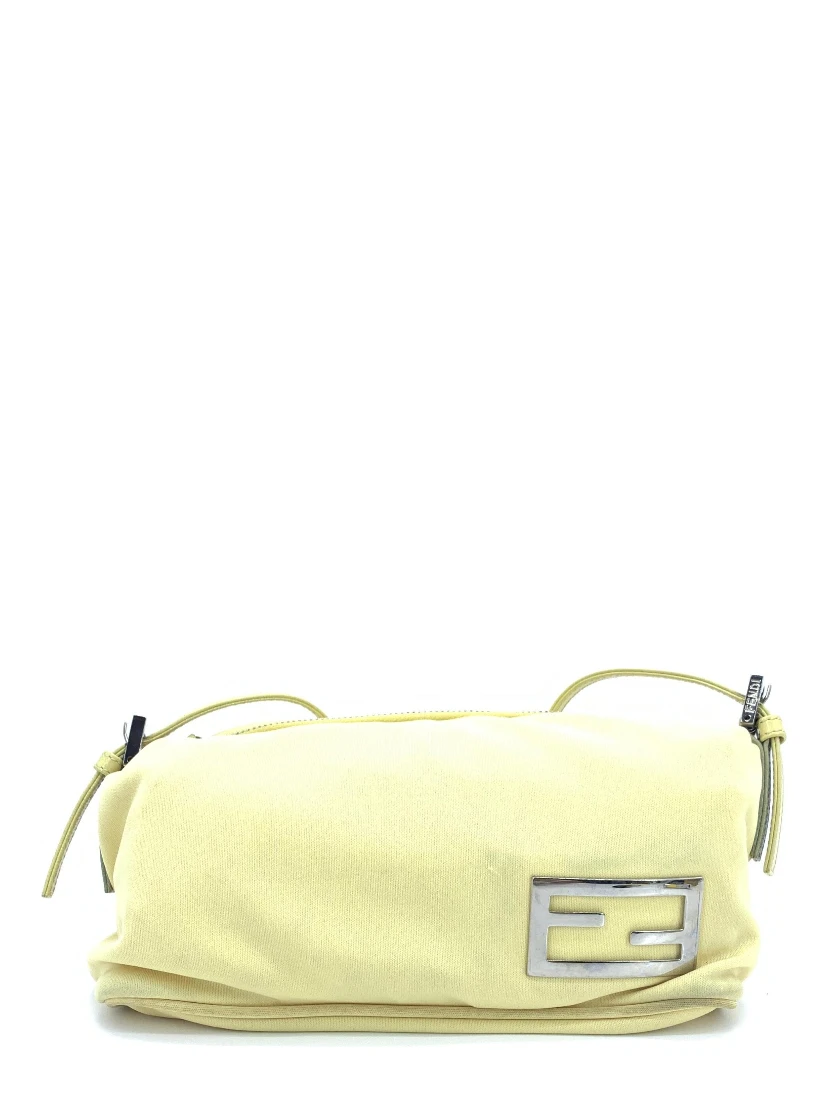 Yellow Cloth Baguette Handbag