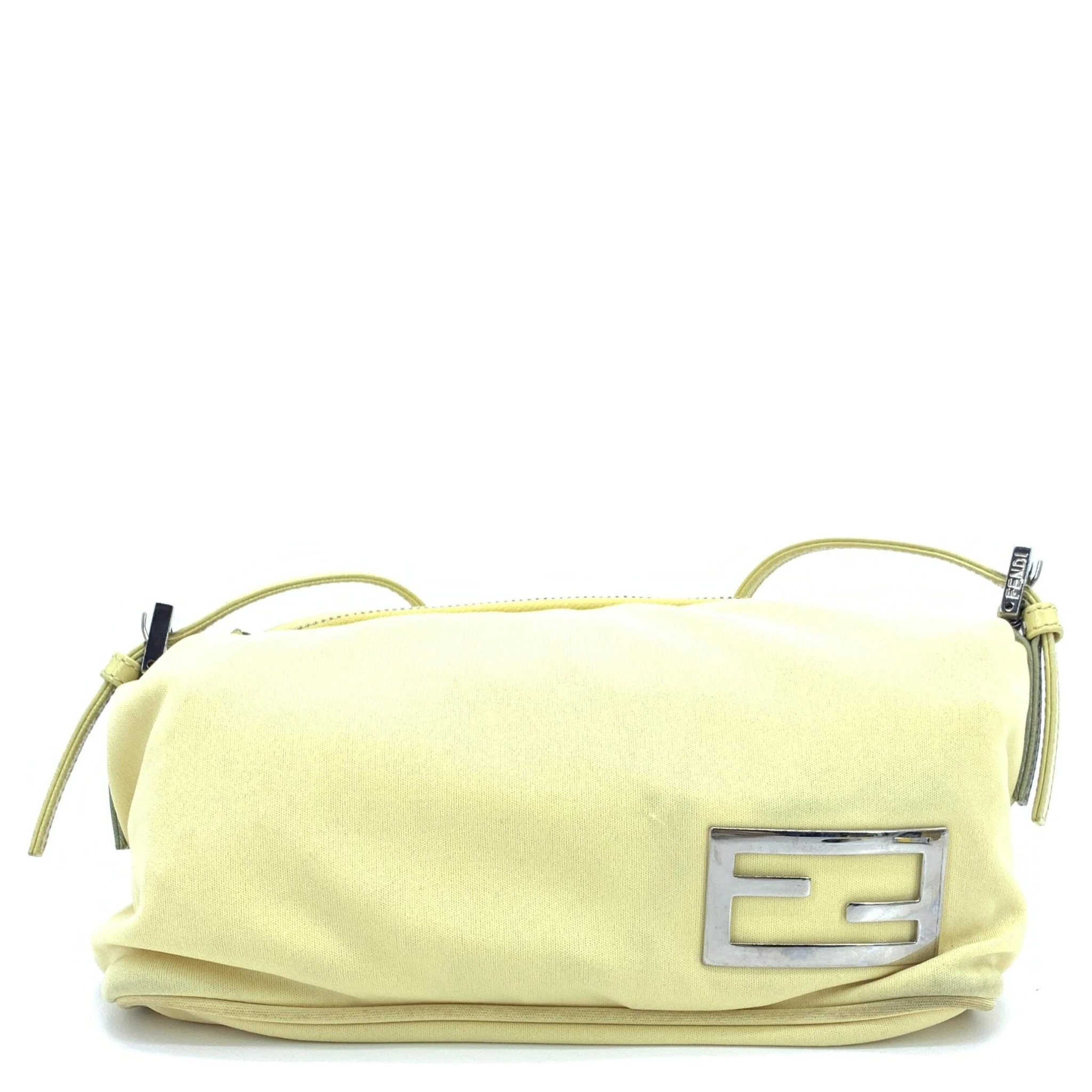 Yellow Cloth Baguette Handbag