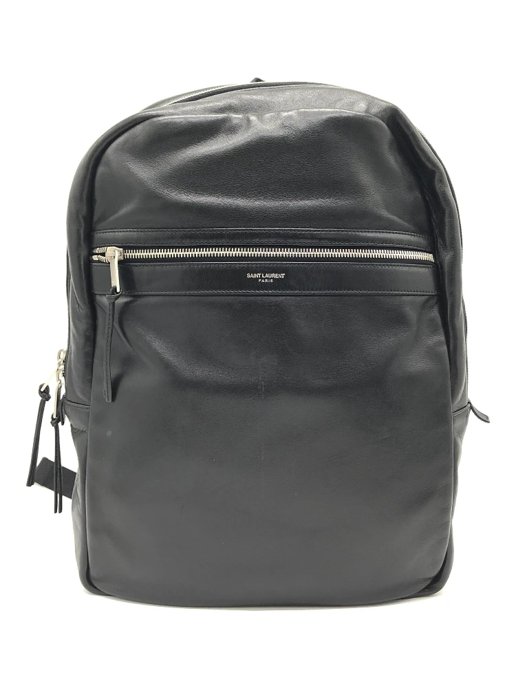 Black Leather City Backpack With Zipper alternative