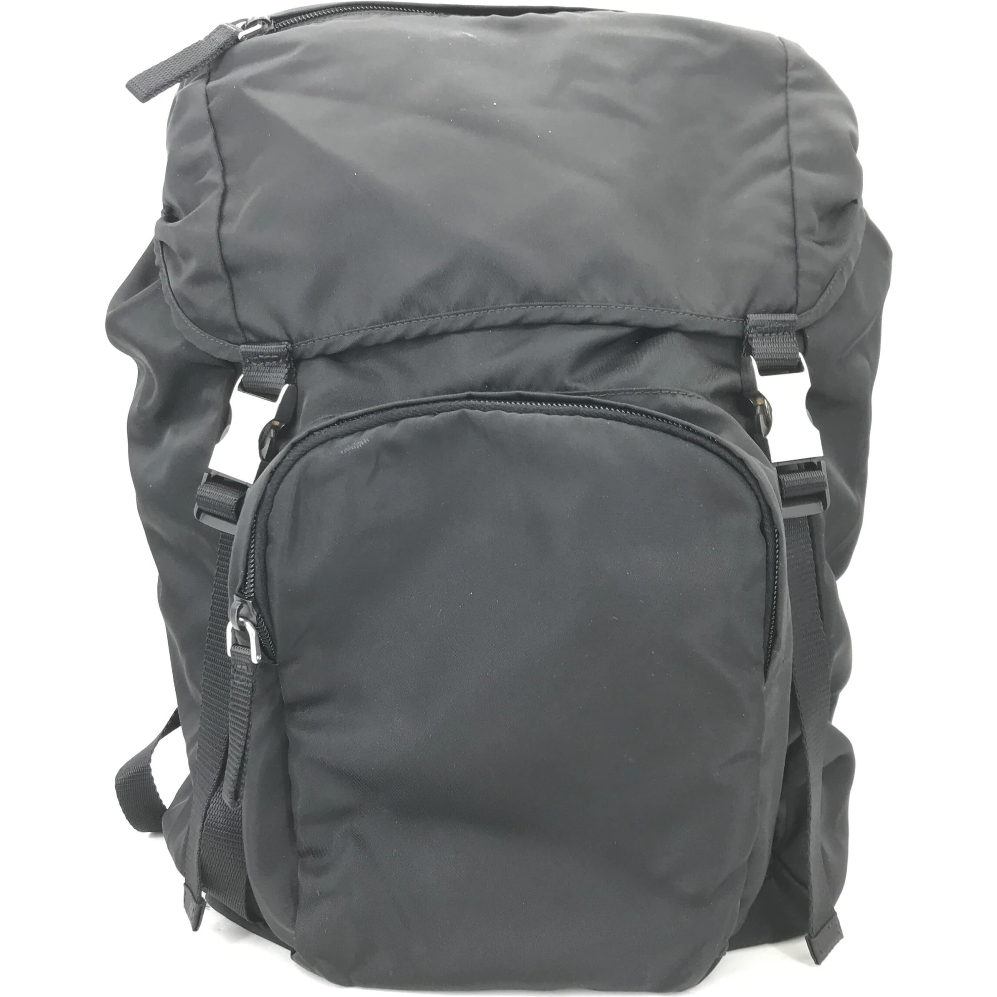 Black Nylon Backpack With Adjustable Straps
