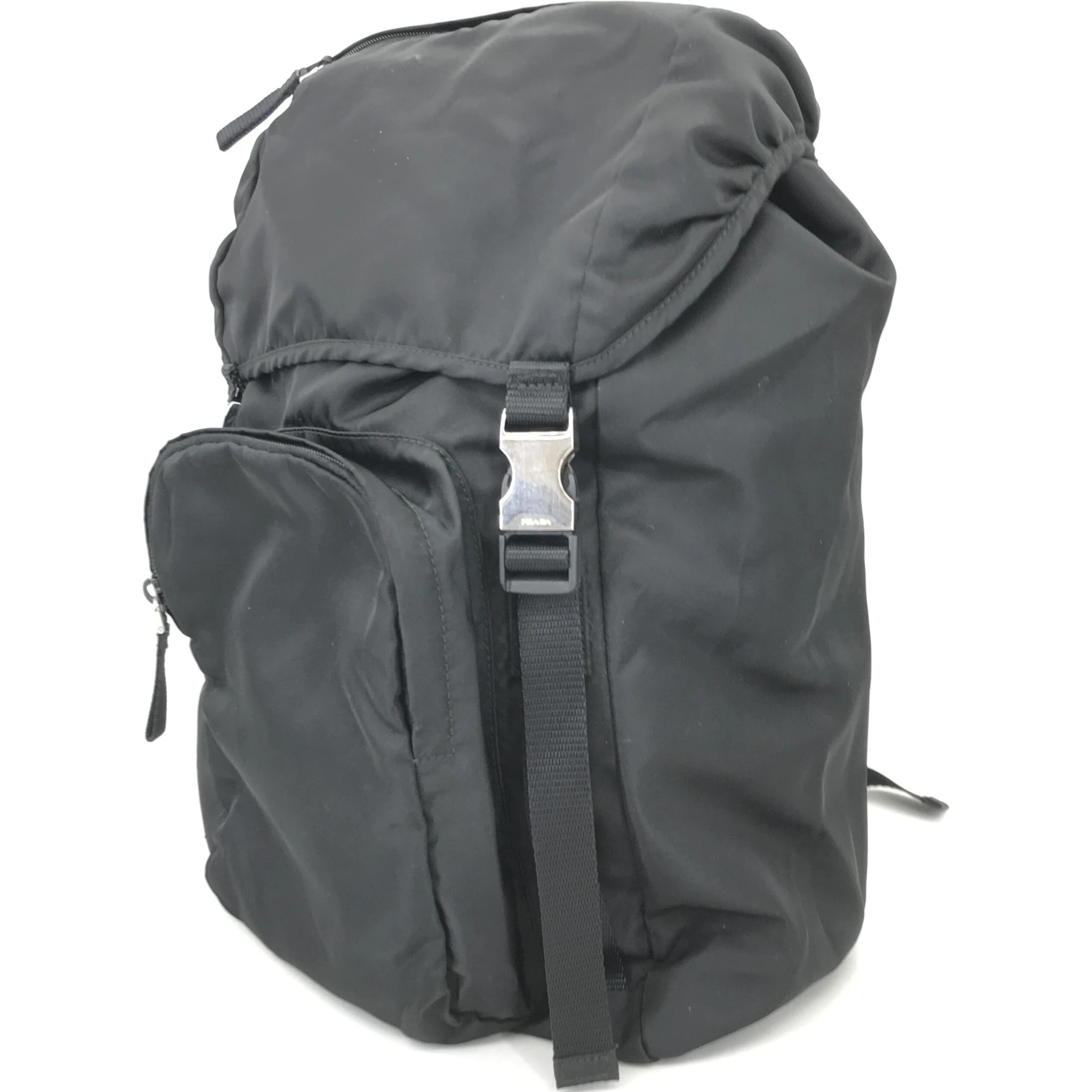 Black Nylon Backpack With Adjustable Straps