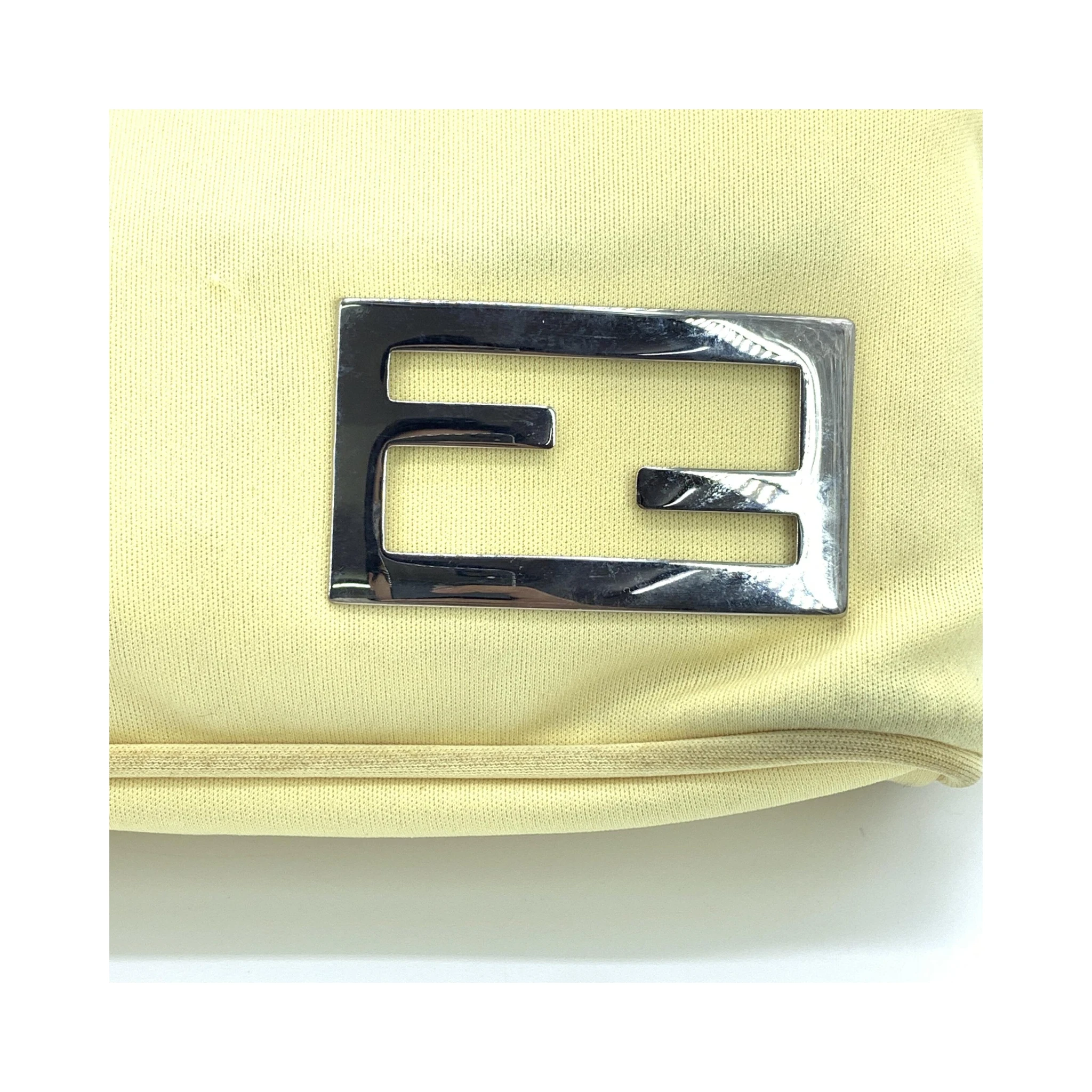 Yellow Cloth Baguette Handbag