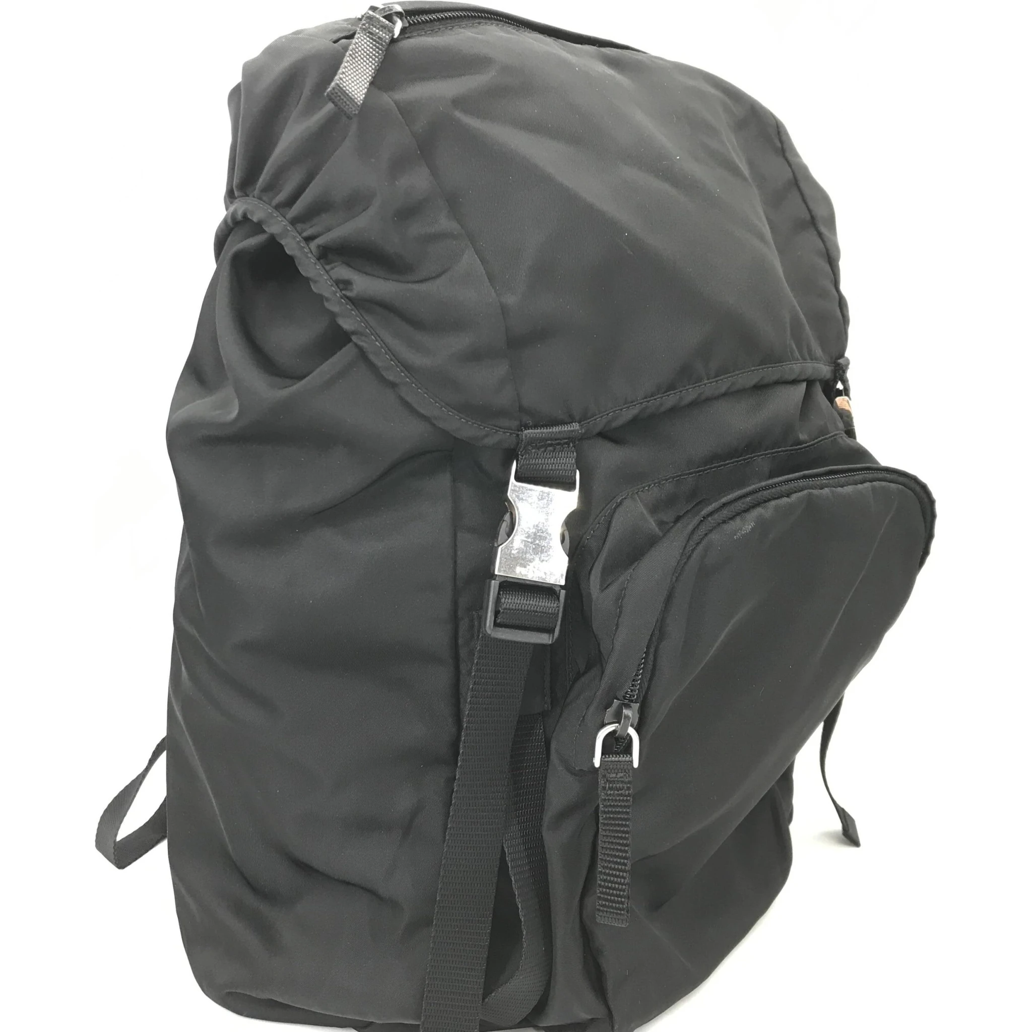 Black Nylon Backpack With Adjustable Straps