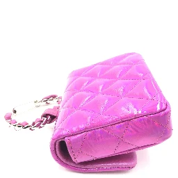 Iridescent Pink Quilted Leather Pouch