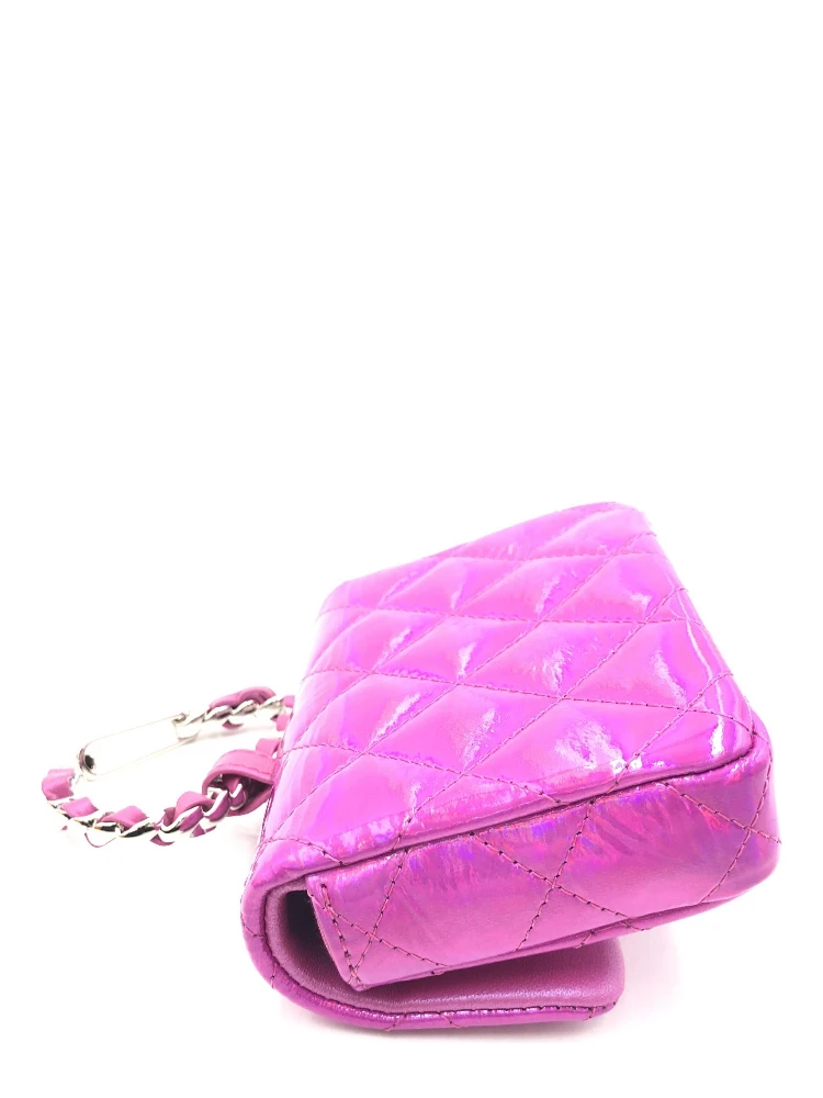 Iridescent Pink Quilted Leather Pouch