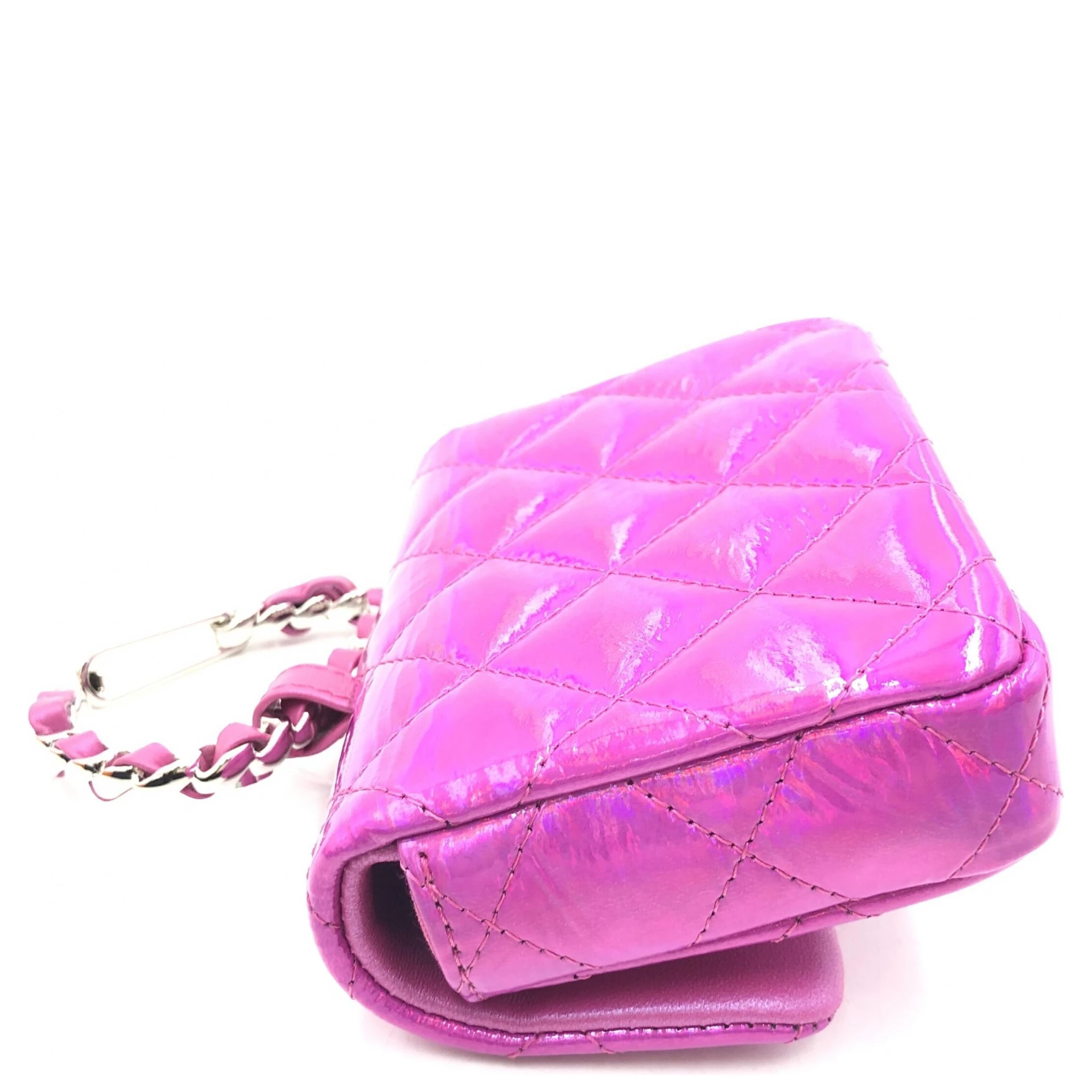 Iridescent Pink Quilted Leather Pouch