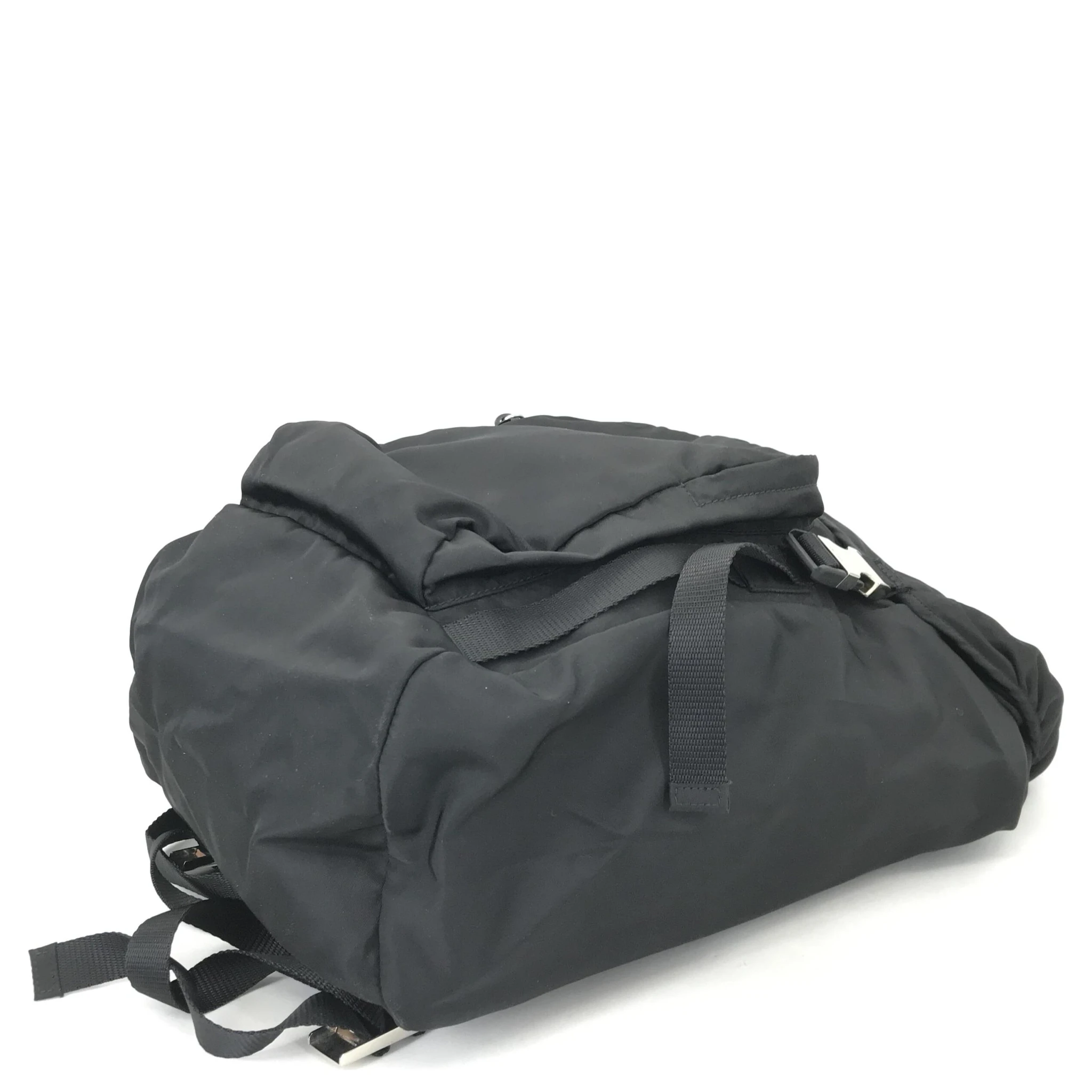 Black Nylon Backpack With Adjustable Straps
