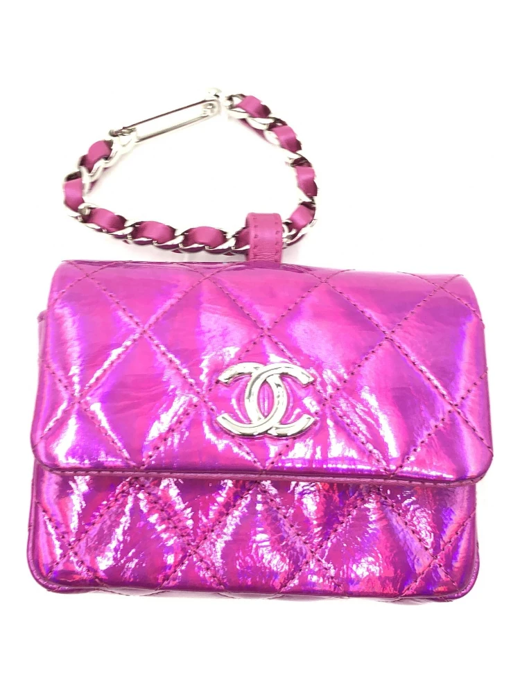 Iridescent Pink Quilted Leather Pouch alternative