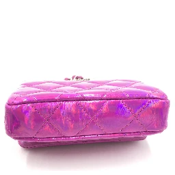 Iridescent Pink Quilted Leather Pouch
