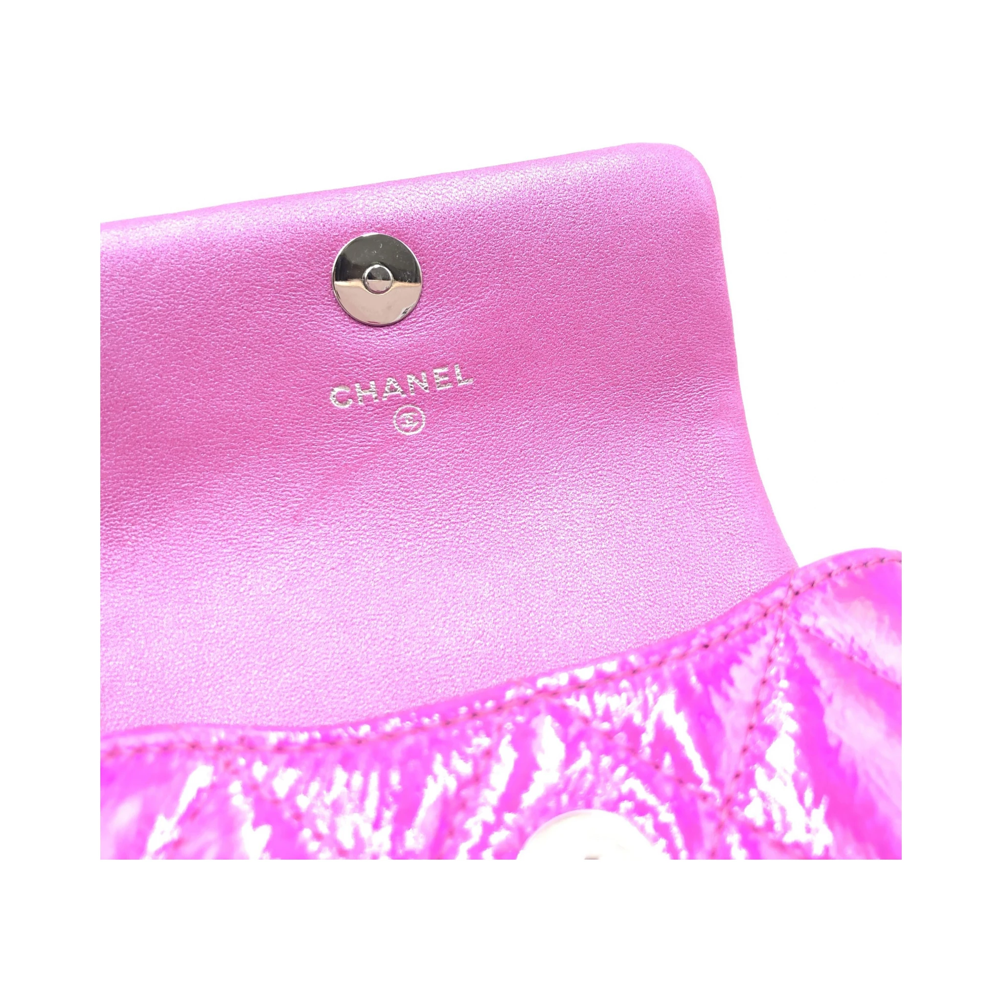 Iridescent Pink Quilted Leather Pouch