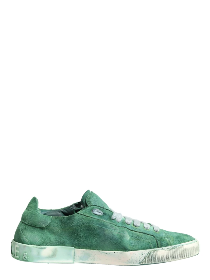 Green Suade DG Logo Sole Low Top Sneakers Shoes
