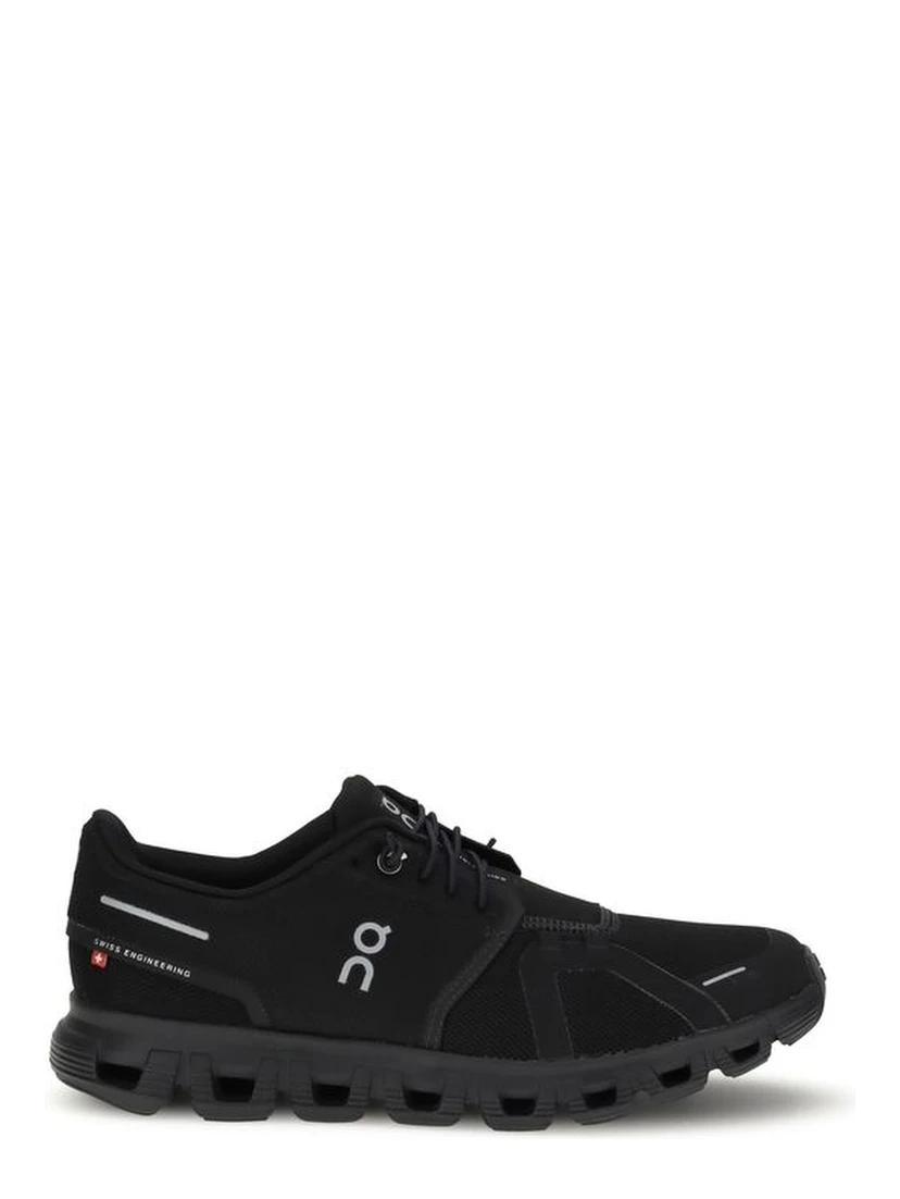 Black Polyurethane Athletic Sneakers