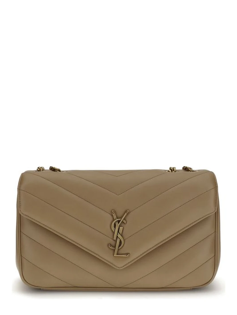 Beige Calf Leather Bos Taurus Shoulder Bag