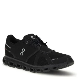 Black Polyurethane Athletic Sneakers