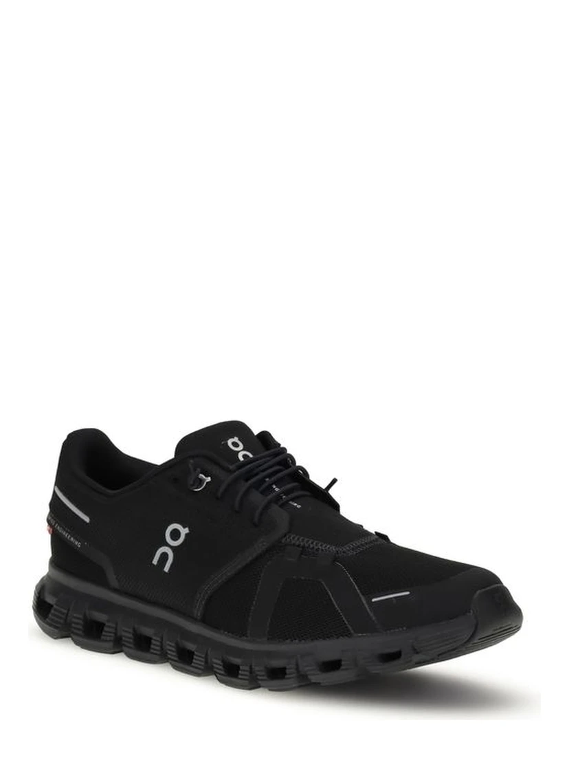 Black Polyurethane Athletic Sneakers