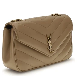 Beige Calf Leather Bos Taurus Shoulder Bag