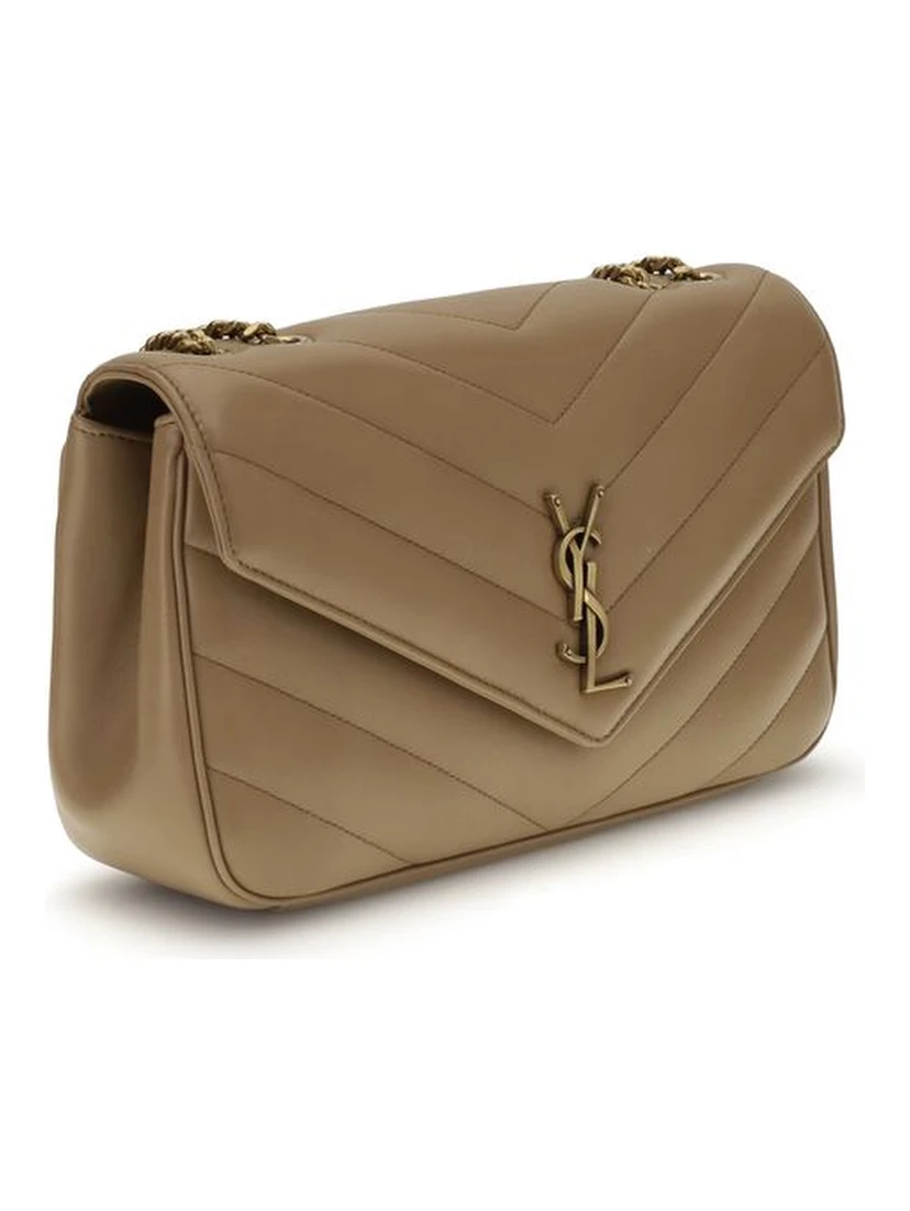 Beige Calf Leather Bos Taurus Shoulder Bag