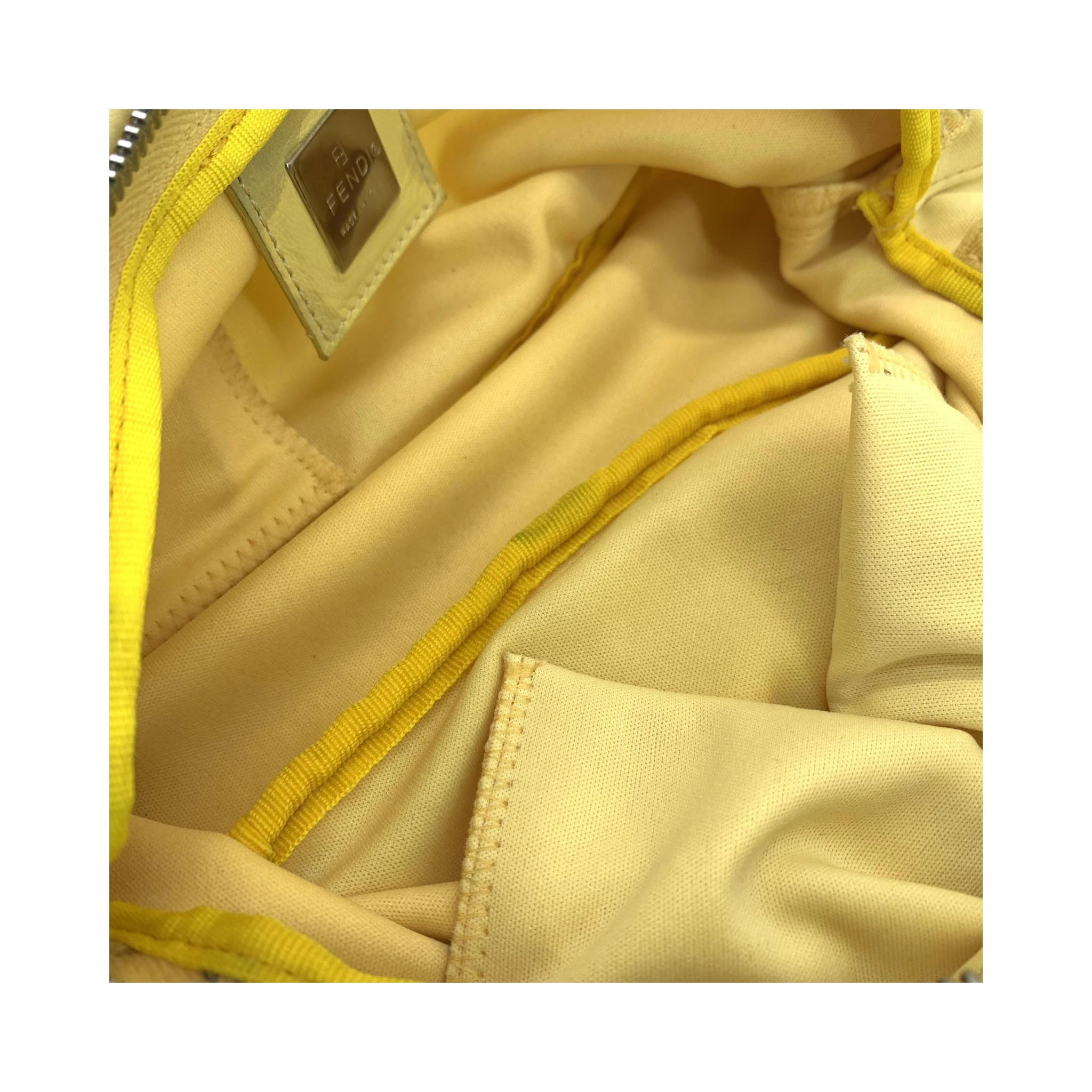 Yellow Cloth Baguette Handbag