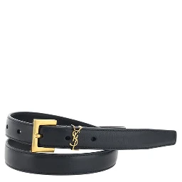 Black Calf Leather Bos Taurus Thin Belt