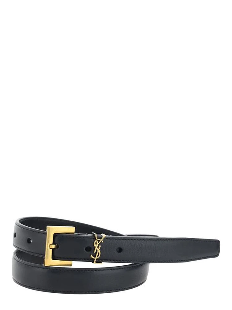 Black Calf Leather Bos Taurus Thin Belt