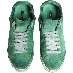 Green Suade DG Logo Sole Low Top Sneakers Shoes