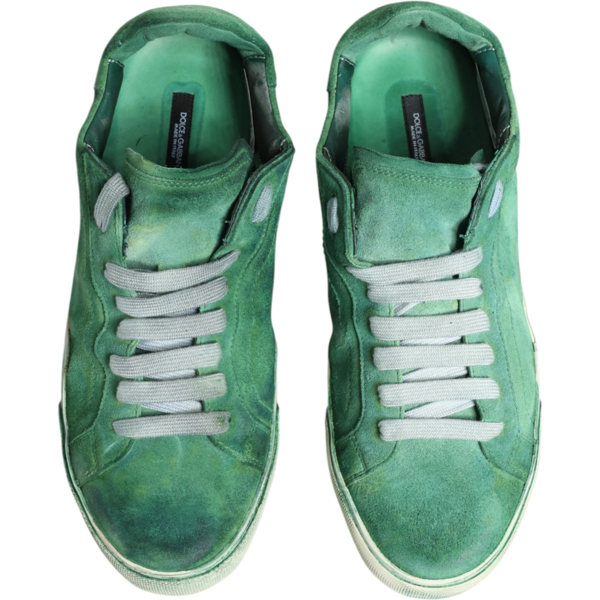 Green Suade DG Logo Sole Low Top Sneakers Shoes