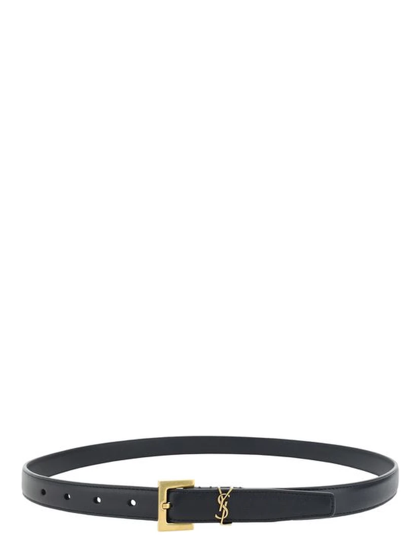 Black Calf Leather Bos Taurus Thin Belt