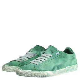 Green Suade DG Logo Sole Low Top Sneakers Shoes