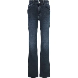 Blue Cotton Flared Jeans