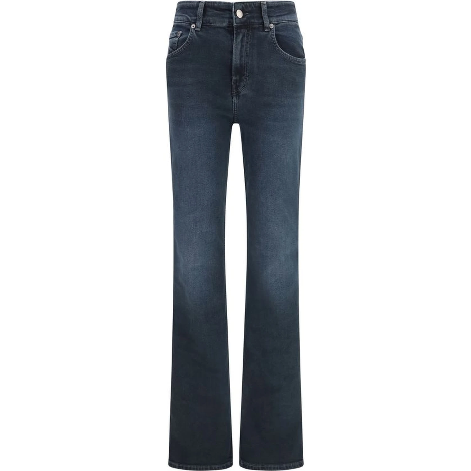 Blue Cotton Flared Jeans