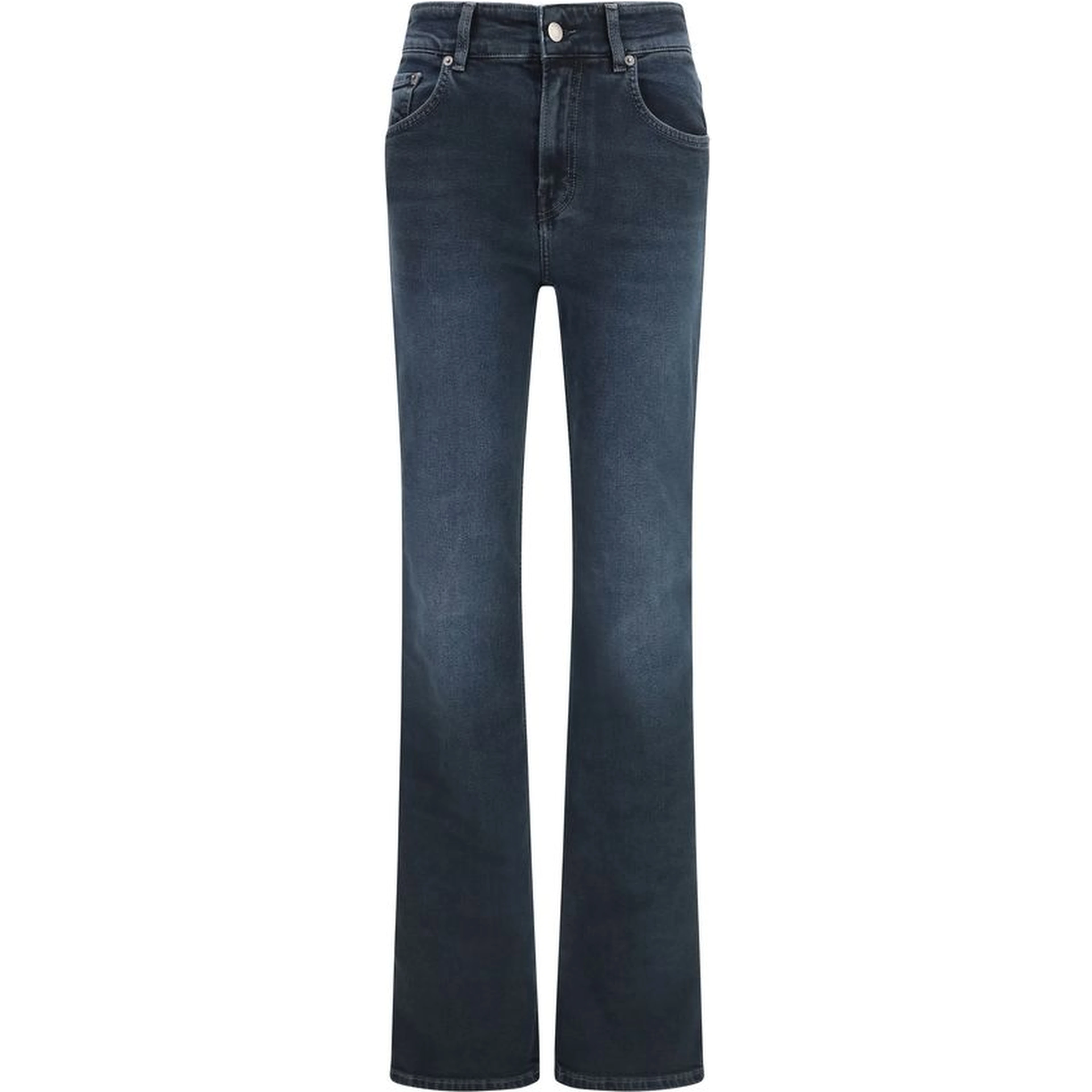 Blue Cotton Flared Jeans