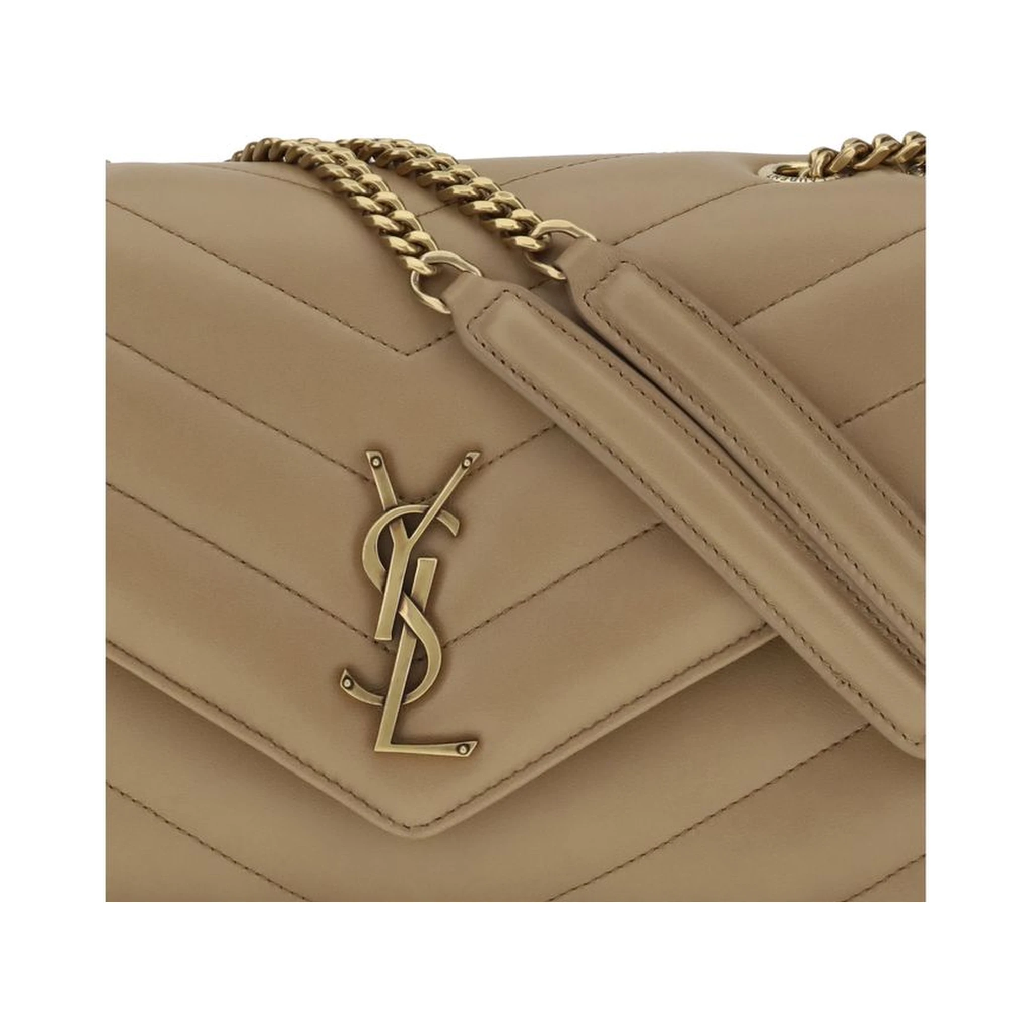 Beige Calf Leather Bos Taurus Shoulder Bag