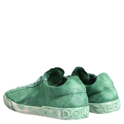 Green Suade DG Logo Sole Low Top Sneakers Shoes