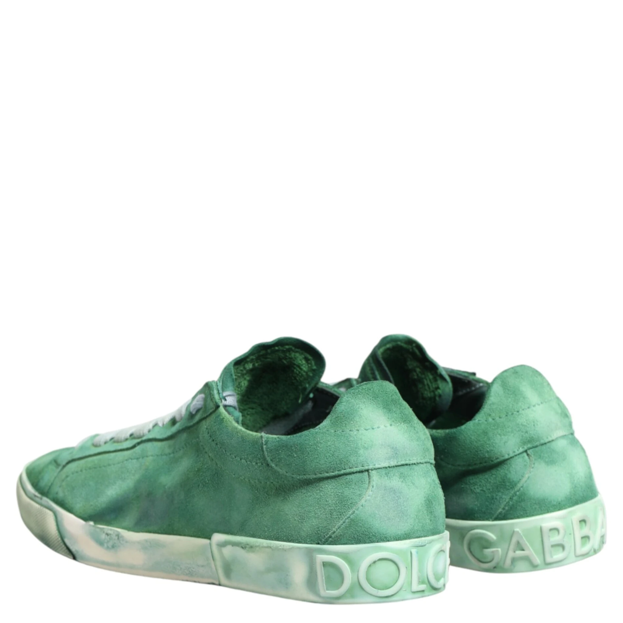 Green Suade DG Logo Sole Low Top Sneakers Shoes